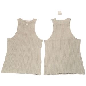 Madewell Signature Silver Shimmer Knit Ribbed Cutaway Tank Sweater Size L NWT